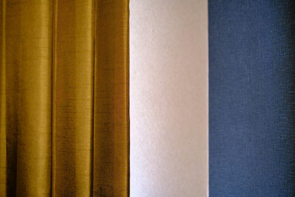 a close up of a curtain in a room